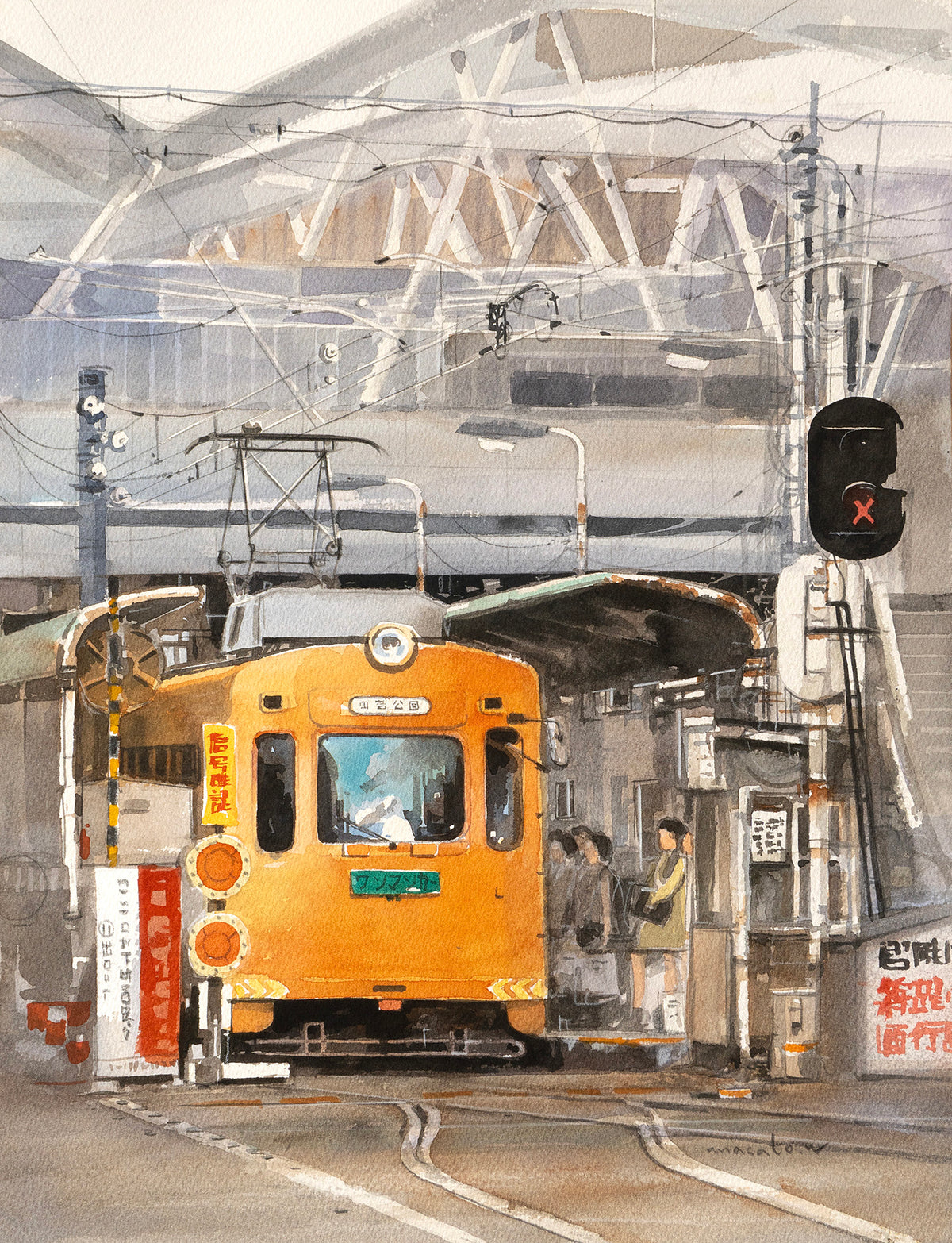 オレンジの路面電車