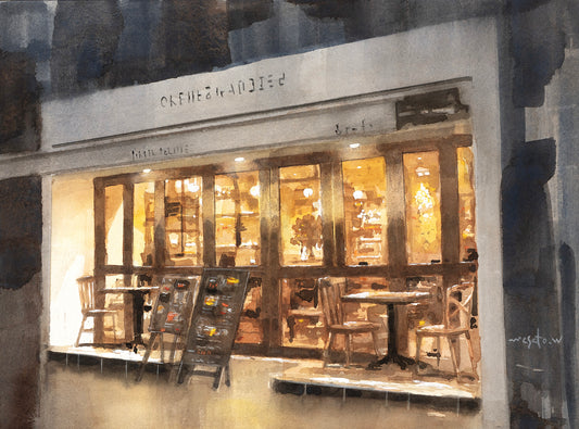 暖かい光・夕暮れ時の店