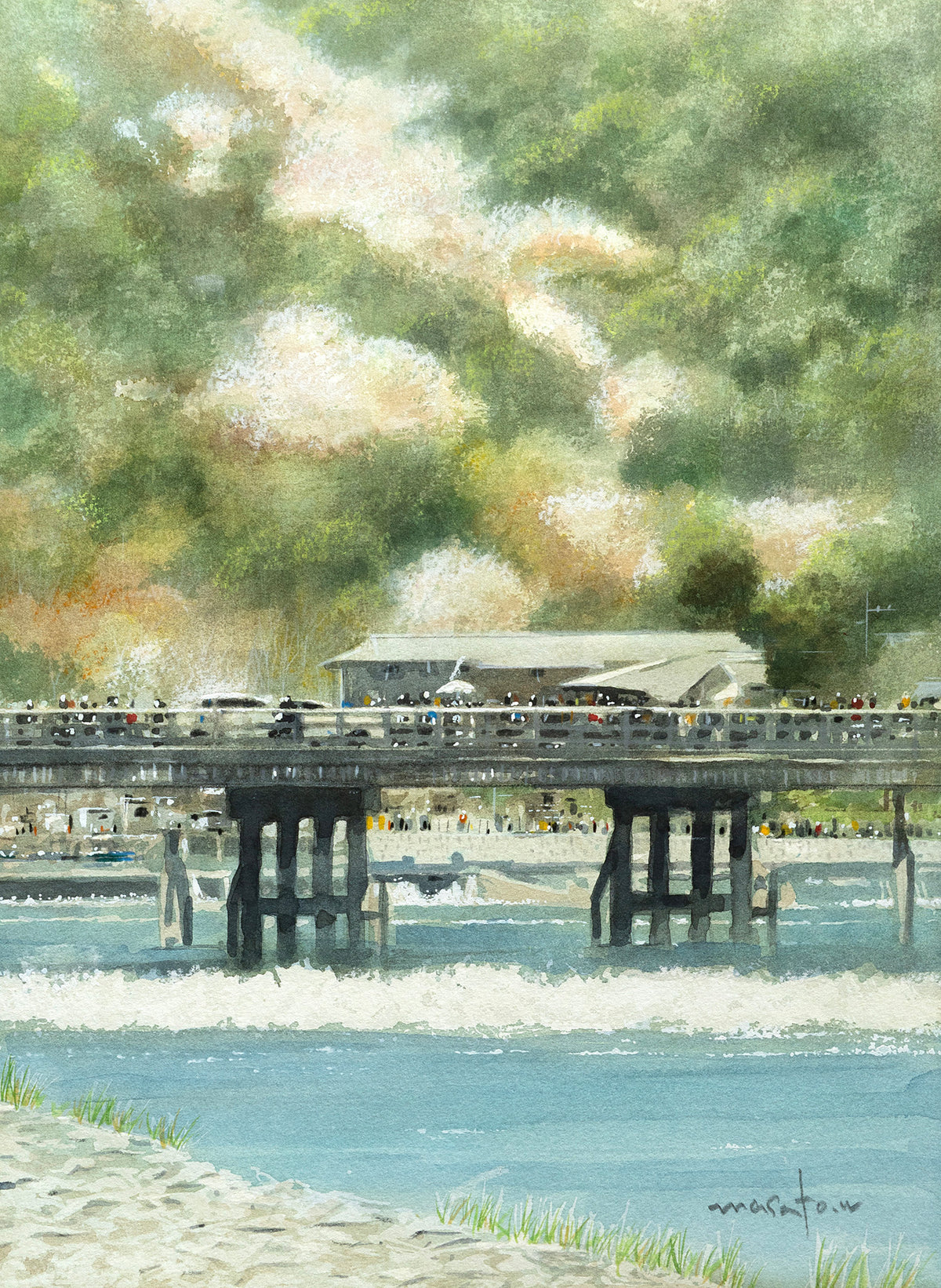A distant view of Togetsukyo Bridge in Arashiyama, Kyoto