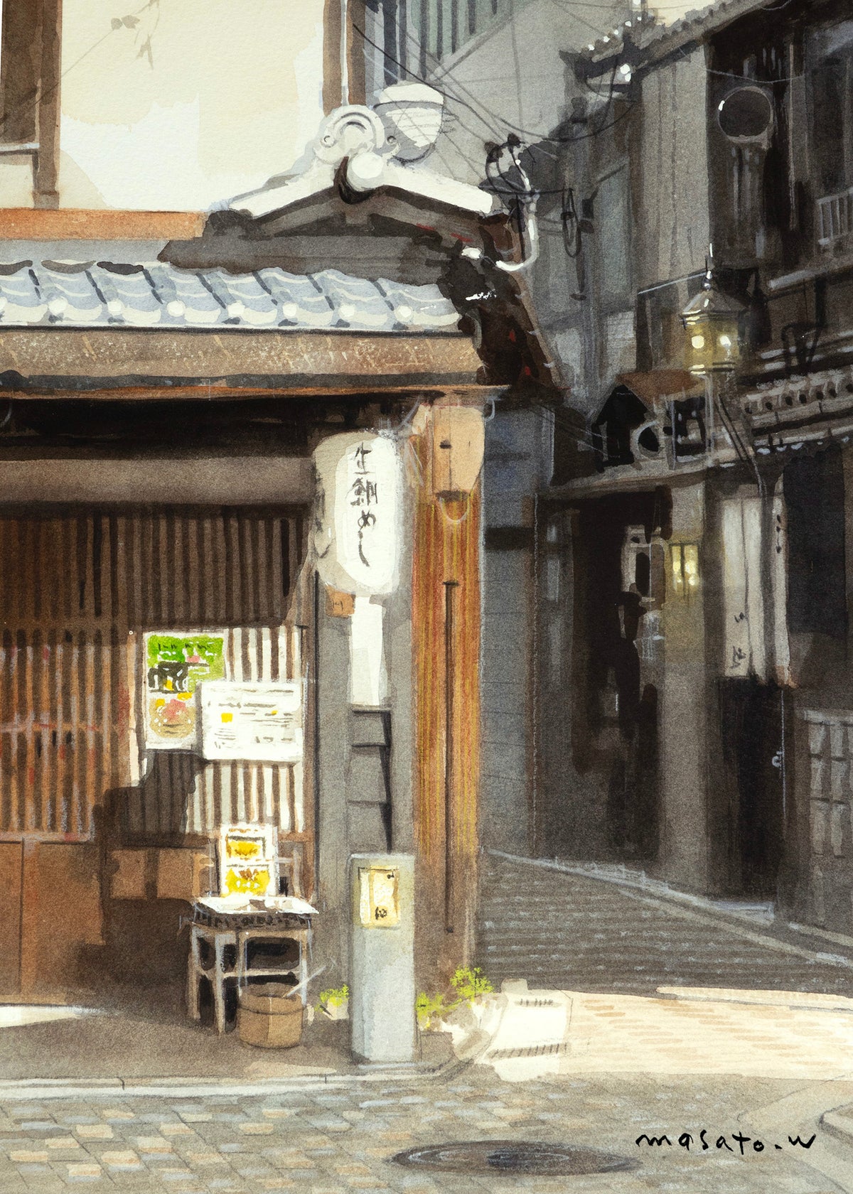 陽だまりの店舗と路地（京都）
