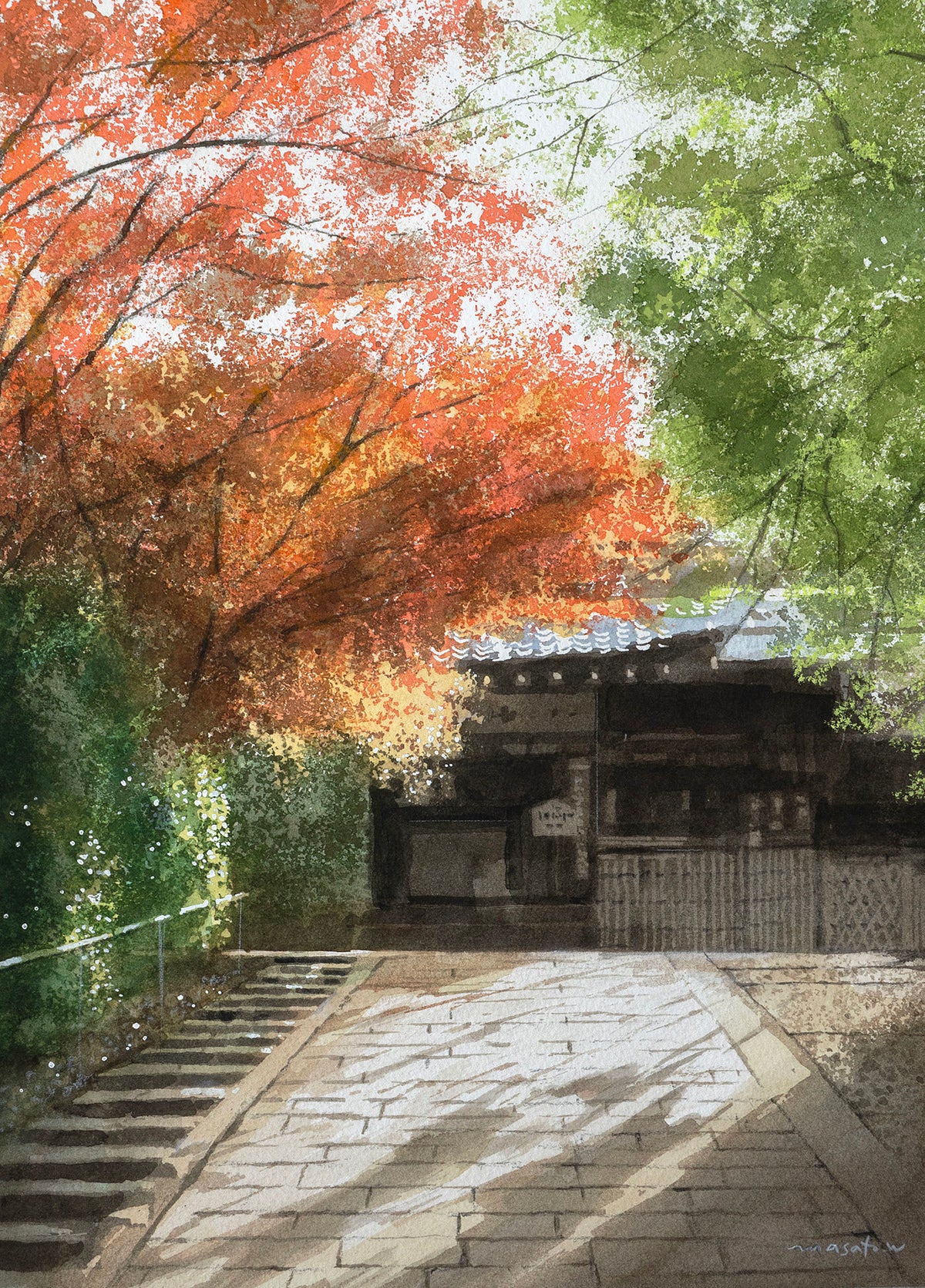 東山の秋色と石畳